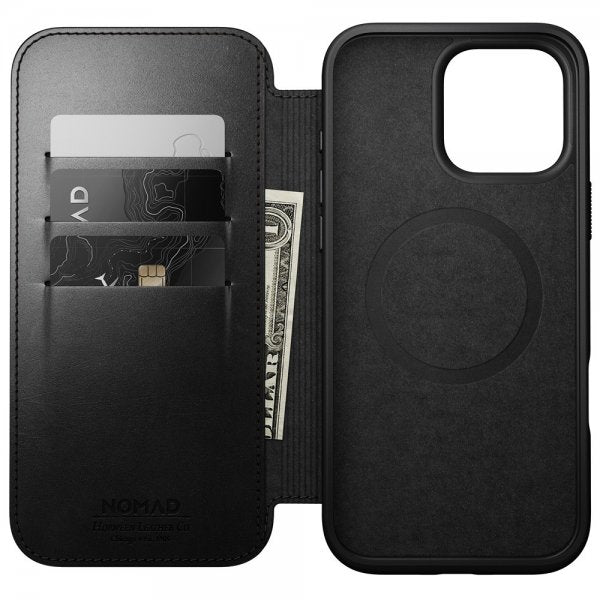 Nomad iPhone 16 Pro Max Fodral Modern Leather Folio Horween Svart