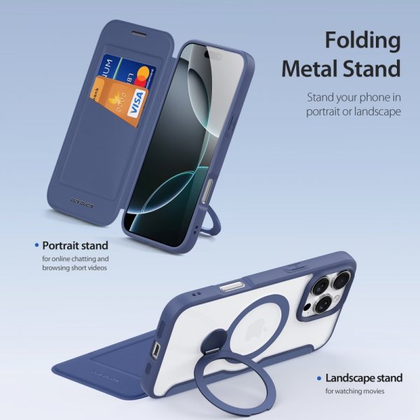 Dux Ducis iPhone 16 Pro Max Fodral Skin X Pro Series Kickstand MagSafe Blå