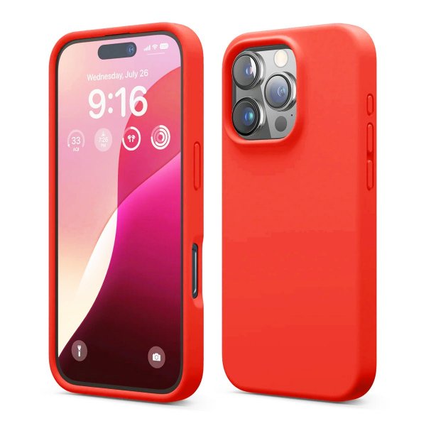 Rvelon iPhone 16 Pro Max Skal Silikon Röd