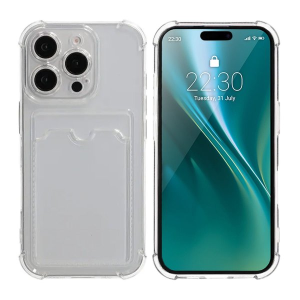 iPhone 16 Pro Max Skal Korthållare Stöttåligt Transparent