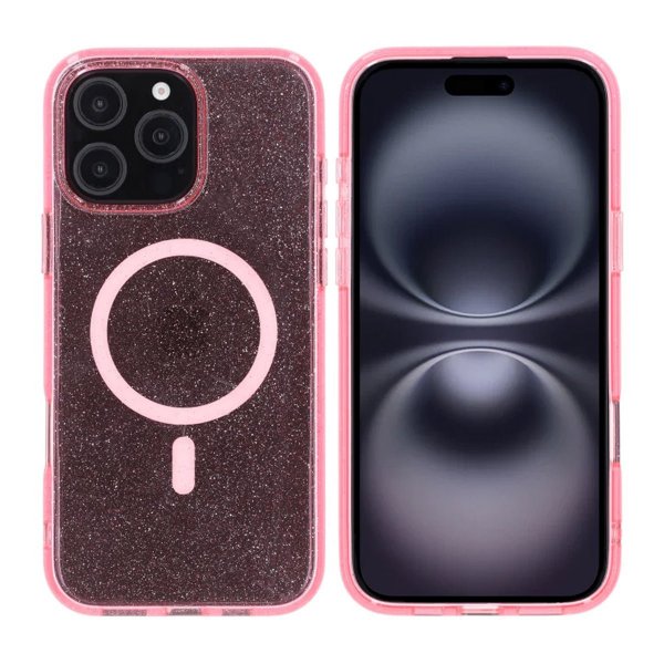 Rvelon iPhone 16 Pro Max Skal Glitter MagSafe Rosa