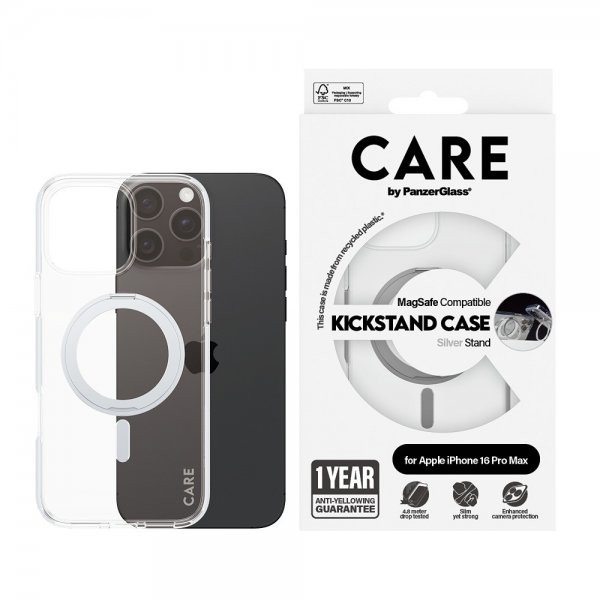 CARE by PanzerGlass iPhone 16 Pro Max Skal Kickstand MagSafe Silver