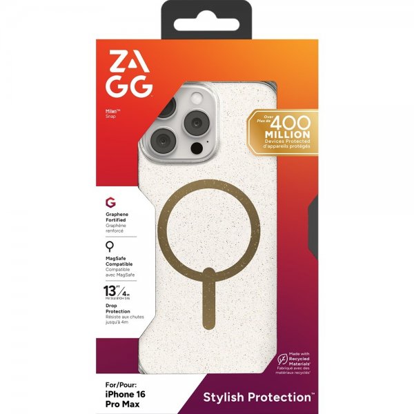 ZAGG iPhone 16 Pro Max Skal Milan Snap Gold Glitter
