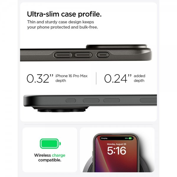 Spigen iPhone 16 Pro Max Skal Thin Fit MagFit Gunmetal