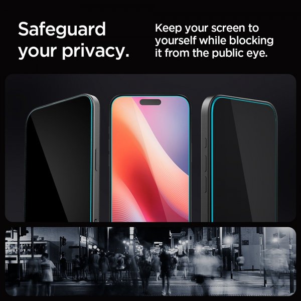 Spigen iPhone 16 Pro Max/iPhone 17 Pro Max Skärmskydd GLAS.tR EZ Fit Privacy 2-pack