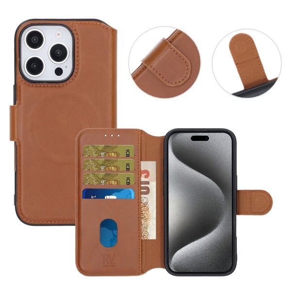 Rvelon iPhone 16 Pro Fodral 4 Kortfack MagSafe Brun