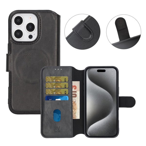 Rvelon iPhone 16 Pro Fodral 4 Kortfack MagSafe Svart