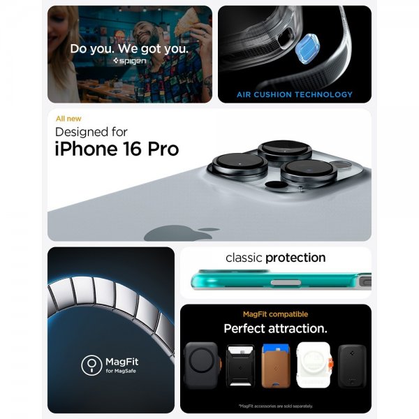 Spigen iPhone 16 Pro Skal Classic C1 MagFit Bondi Blue
