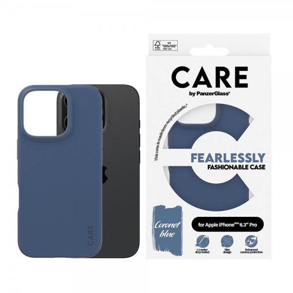 CARE by PanzerGlass iPhone 16 Pro Skal Fashionable Blå