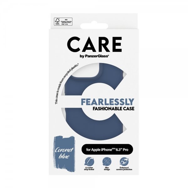 CARE by PanzerGlass iPhone 16 Pro Skal Fashionable Blå