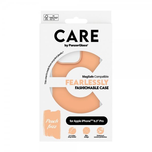 CARE by PanzerGlass iPhone 16 Pro Skal Fashionable MagSafe Peachy