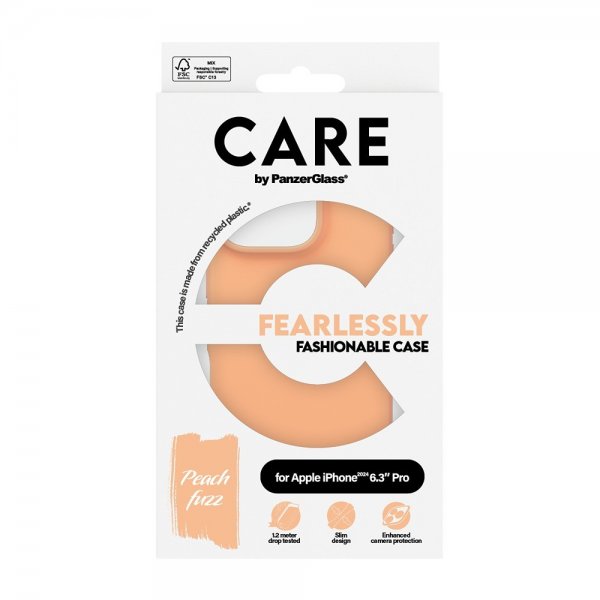 CARE by PanzerGlass iPhone 16 Pro Skal Fashionable Peachy