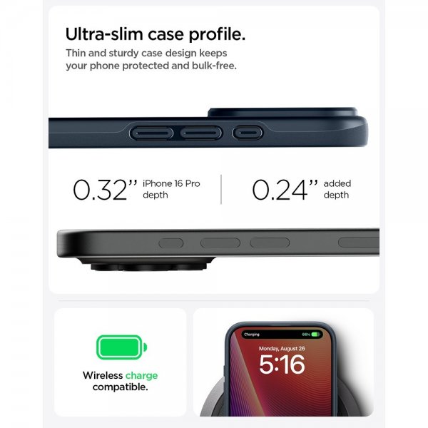 Spigen iPhone 16 Pro Skal Thin Fit MagFit Metal Slate