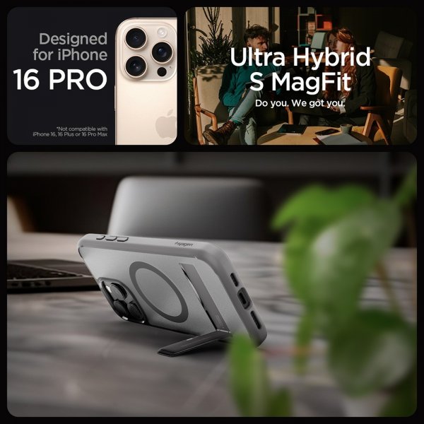 Spigen iPhone 16 Pro Skal Ultra Hybrid S MagFit Frost Gray