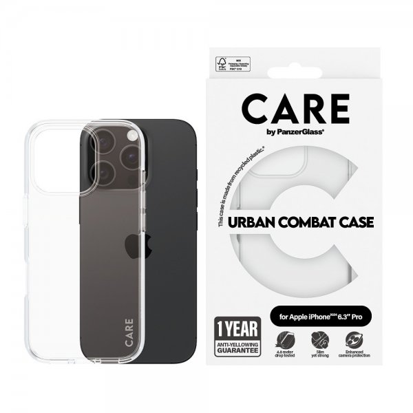 CARE by PanzerGlass iPhone 16 Pro Skal Urban Combat Transparent
