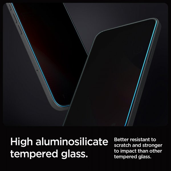 Spigen iPhone 16 Pro/iPhone 17/17 Pro Skärmskydd GLAS.tR EZ Fit Privacy 2-pack