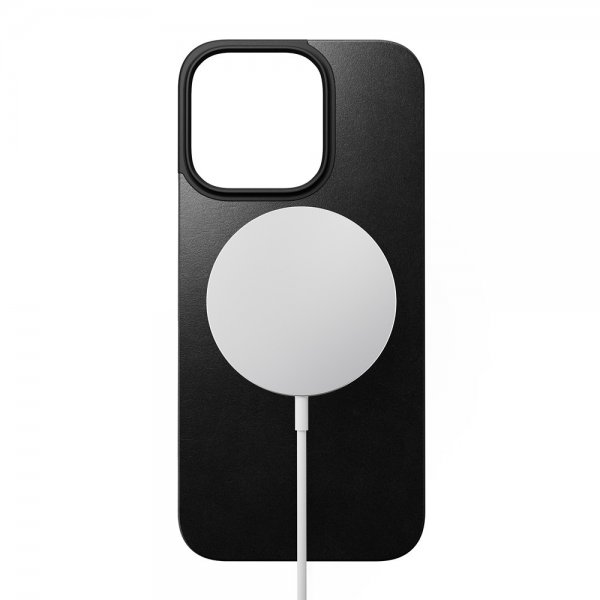 Nomad iPhone 16 Pro Skin Magnetic Leather Back Svart