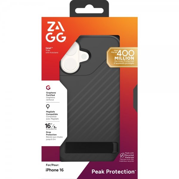 ZAGG iPhone 16 Skal Denali Snap Kickstand Svart