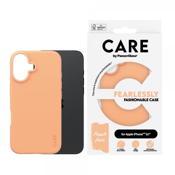 CARE by PanzerGlass iPhone 16 Skal Fashionable Peachy