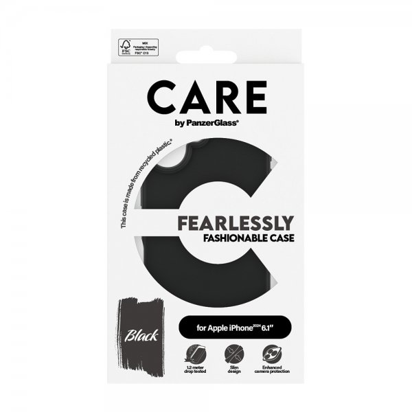 CARE by PanzerGlass iPhone 16 Skal Fashionable Svart