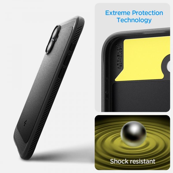Spigen iPhone 16 Skal Rugged Armor MagFit Matte Black