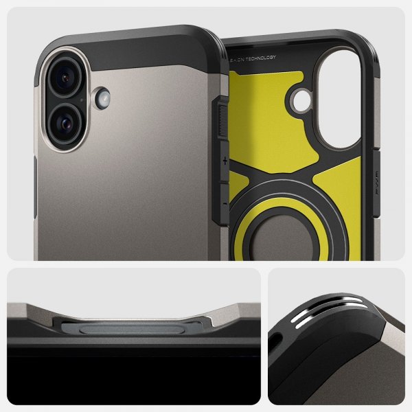 Spigen iPhone 16 Skal Tough Armor MagFit Gunmetal