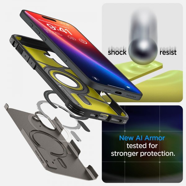 Spigen iPhone 16 Skal Tough Armor MagFit Gunmetal