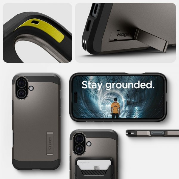 Spigen iPhone 16 Skal Tough Armor MagFit Gunmetal