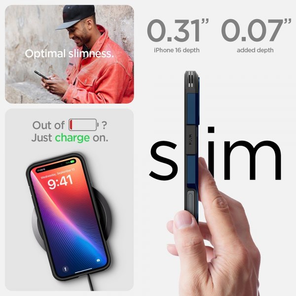 Spigen iPhone 16 Skal Tough Armor MagFit Navy Blue