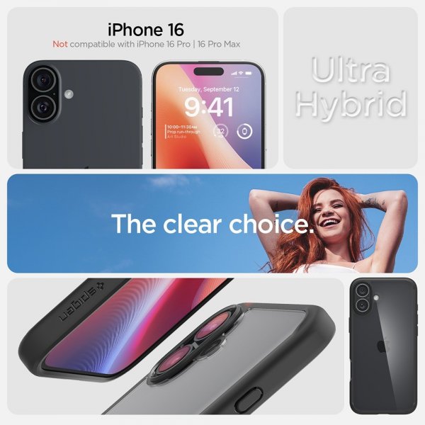 Spigen iPhone 16 Skal Ultra Hybrid Matte Svart