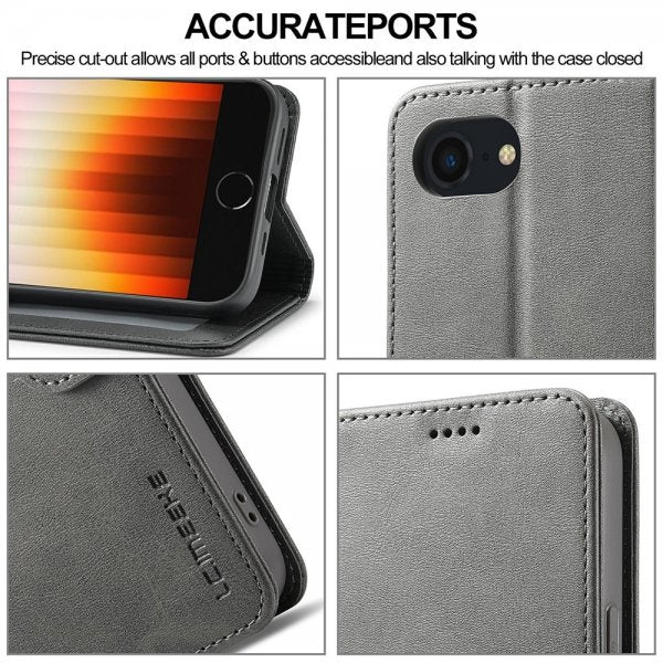 Lc.Imeeke iPhone 16e/17e Fodral med Kortfack Stativfunktion Grå