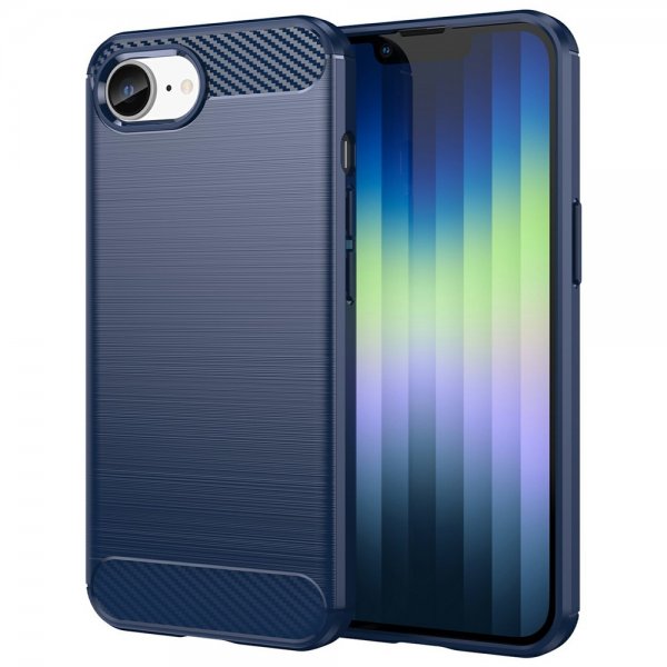 iPhone 16e/17e Skal Borstad Kolfibertextur Blå