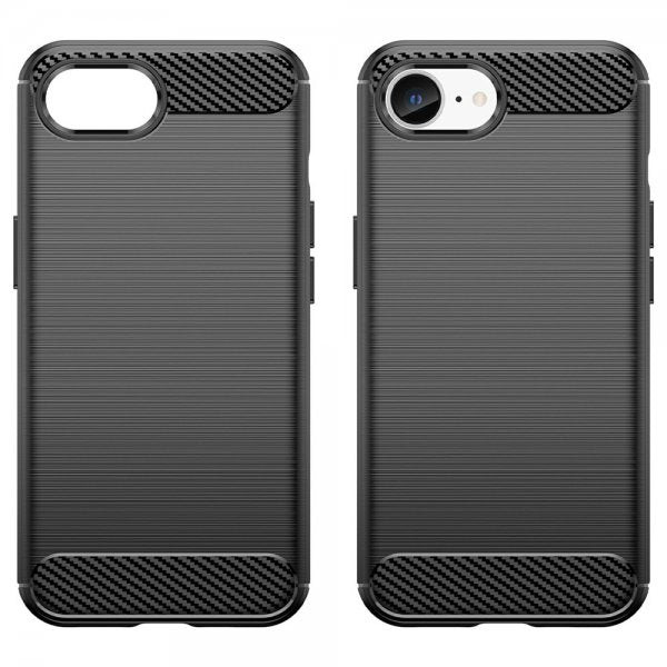 iPhone 16e/17e Skal Borstad Kolfibertextur Svart