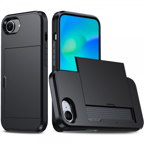 iPhone 16e/17e Skal Card Slide Svart