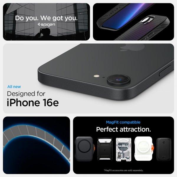 Spigen iPhone 16e/17e Skal Liquid Air MagFit Matte Black