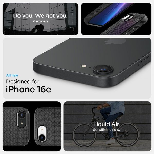 Spigen iPhone 16e/17e Skal Liquid Air Matte Black