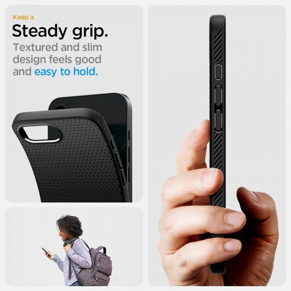 Spigen iPhone 16e/17e Skal Liquid Air Matte Black