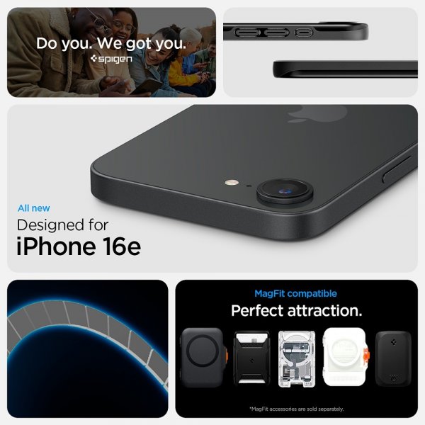 Spigen iPhone 16e/17e Skal Thin Fit MagFit Svart