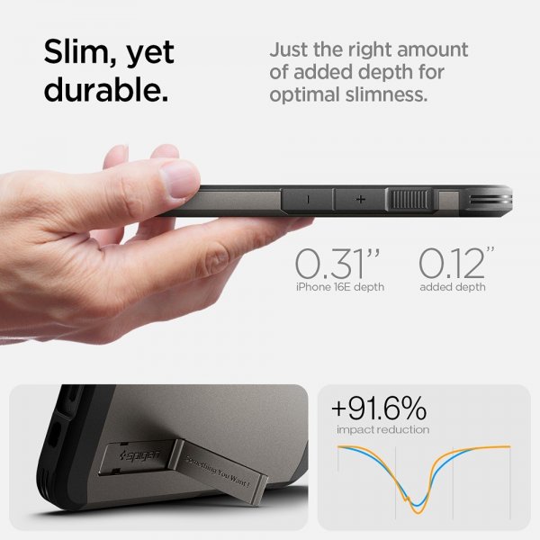 Spigen iPhone 16e/17e Skal Tough Armor MagFit Gunmetal