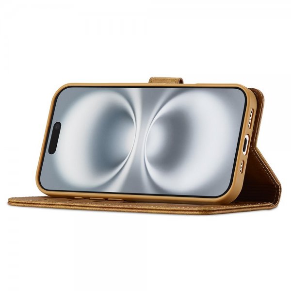 Lc.Imeeke iPhone 17 Fodral med Kortfack Stativfunktion Ljusbrun