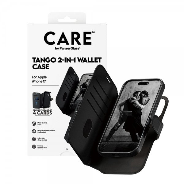 CARE by PanzerGlass iPhone 17 Fodral Tango Two-in-One Wallet MagSafe Svart