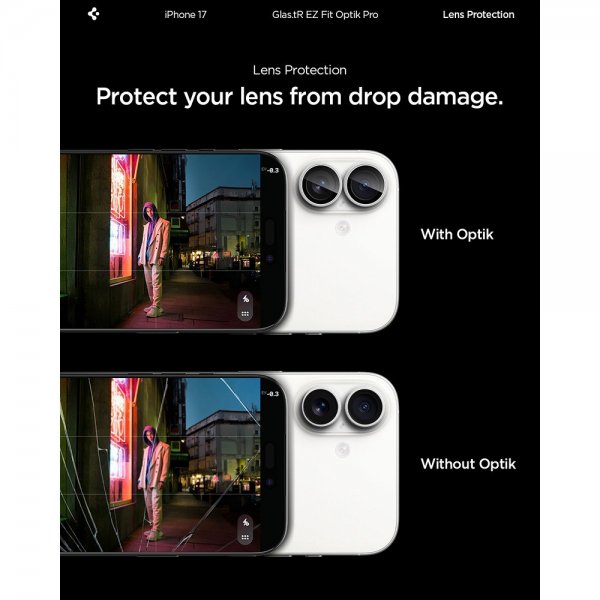 Spigen iPhone 17 Kameraskydd GLAS.tR EZ Fit Optik Pro 2-pack Silver