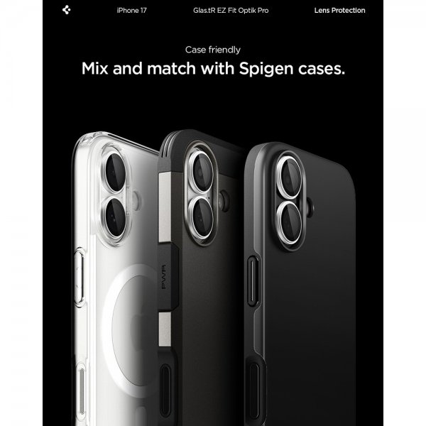 Spigen iPhone 17 Kameraskydd GLAS.tR EZ Fit Optik Pro 2-pack Silver