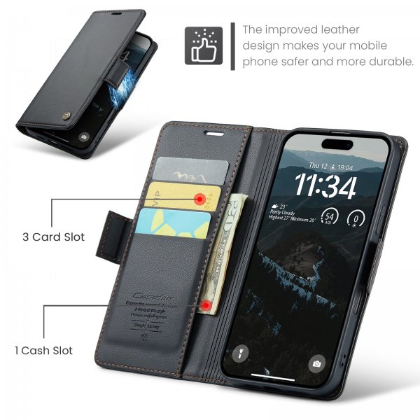 CaseMe iPhone 17 Pro Fodral 023 Series Svart