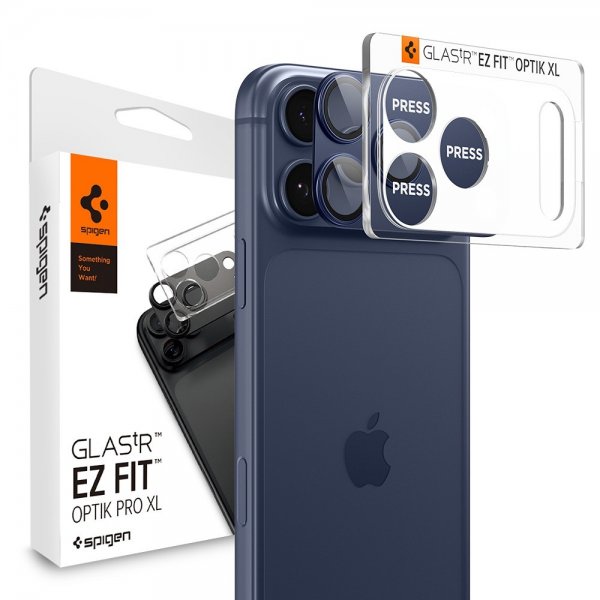 Spigen iPhone 17 Pro Kameraskydd Glas.tR EZ Fit Optik Pro XL Blå