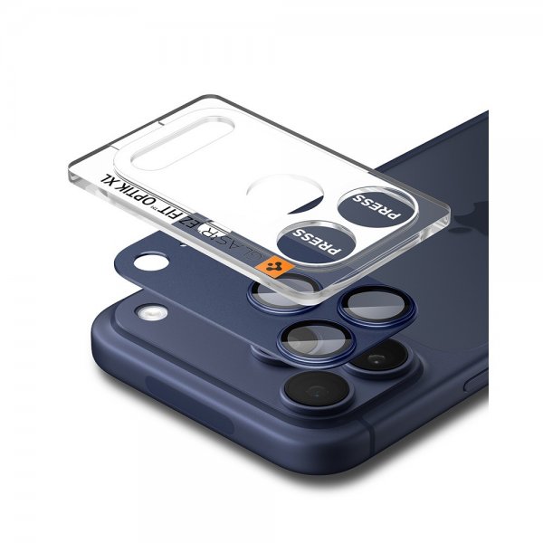 Spigen iPhone 17 Pro Kameraskydd Glas.tR EZ Fit Optik Pro XL Blå
