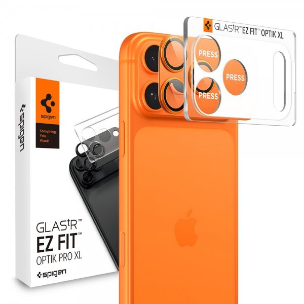 Spigen iPhone 17 Pro Kameraskydd Glas.tR EZ Fit Optik Pro XL Orange