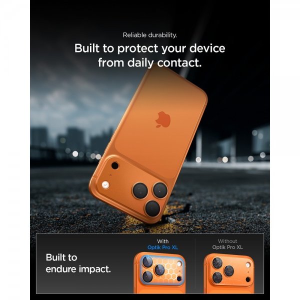 Spigen iPhone 17 Pro Kameraskydd Glas.tR EZ Fit Optik Pro XL Orange
