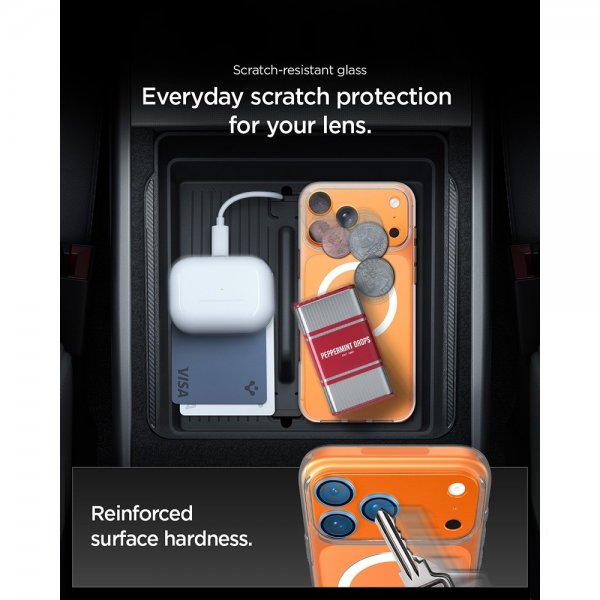 Spigen iPhone 17 Pro Kameraskydd Glas.tR EZ Fit Optik Pro XL Orange