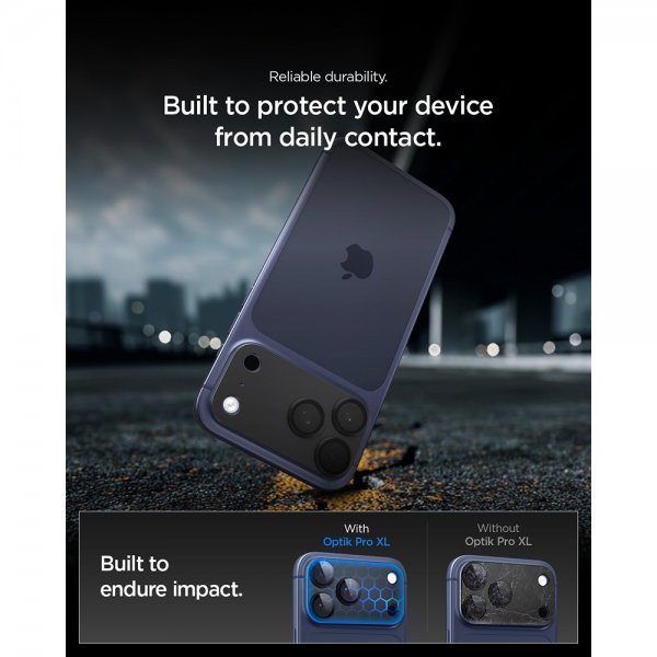 Spigen iPhone 17 Pro Kameraskydd Glas.tR EZ Fit Optik Pro XL Svart